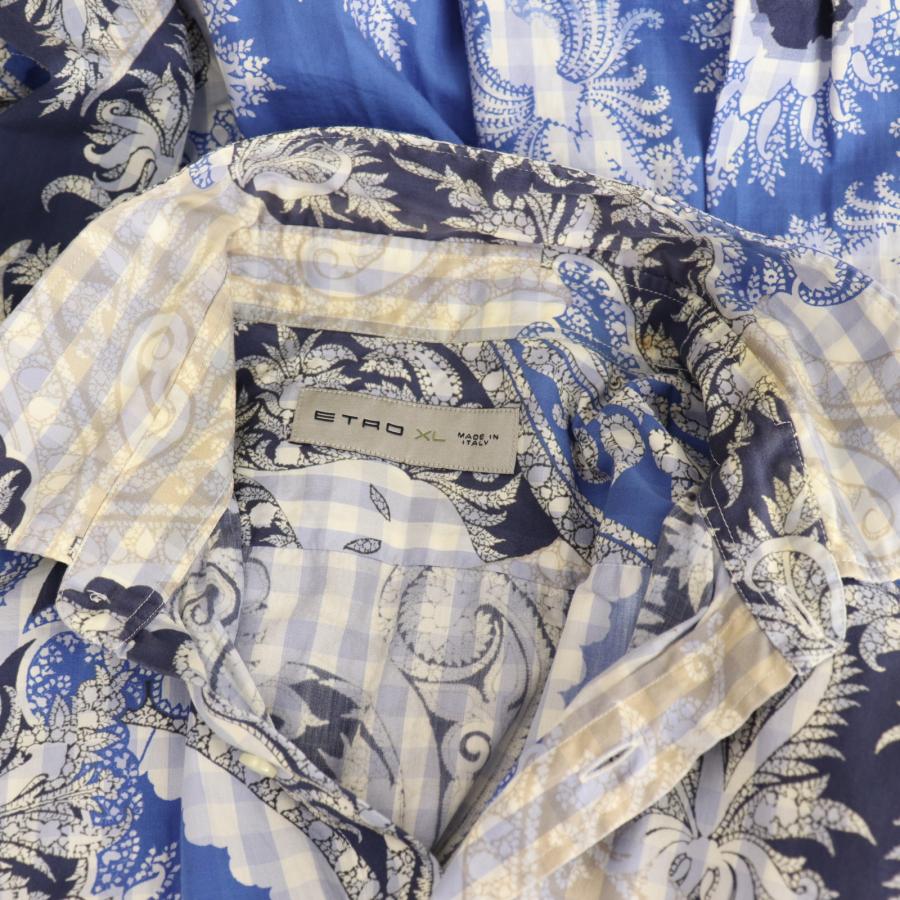 ETRO（エトロ） ペイズリー柄 チェック シャツ XL ブルー マルチカラー 