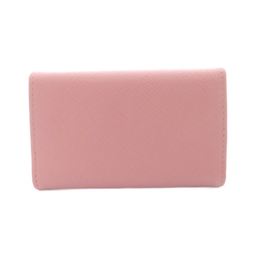 【極美品】PRADAプラダ レザー 4連キーケース　内側ピンク PRADA（プラダ） PRADA 4連 キーケース レザー ロゴ ピンク ゴールド色