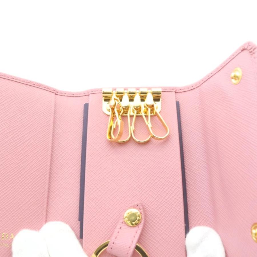 PRADA（プラダ） PRADA 4連 キーケース レザー ロゴ ピンク ゴールド色