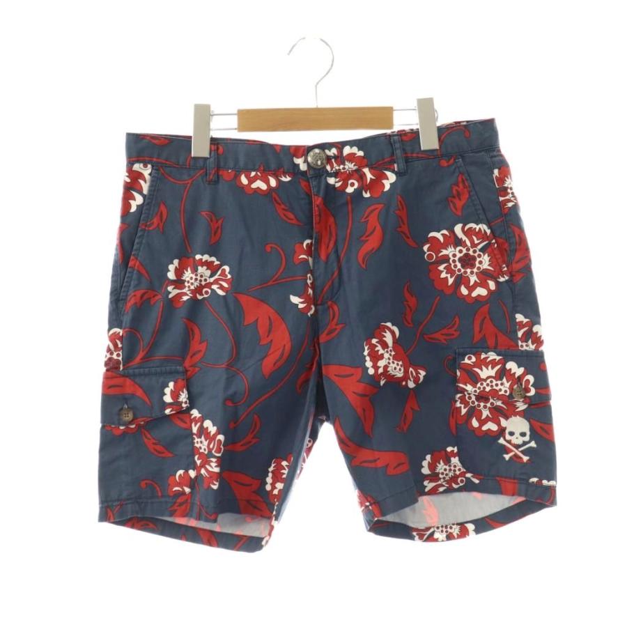 ハイドロゲン HYDROGEN 総柄 ショートパンツ ハーフパンツ 34 ネイビー