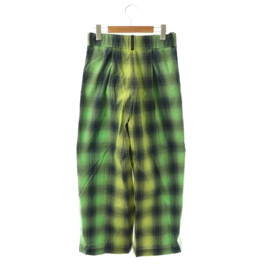 イッセイミヤケ ISSEY MIYAKE ハート Heat 24SS コットン チェック ブラウス×パンツ セットアップ プルオーバー ワイド 2 グリーン_5