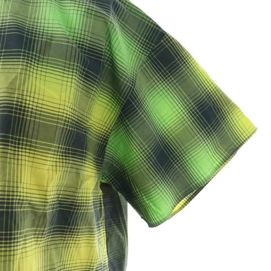 イッセイミヤケ ISSEY MIYAKE ハート Heat 24SS コットン チェック ブラウス×パンツ セットアップ プルオーバー ワイド 2 グリーン_6