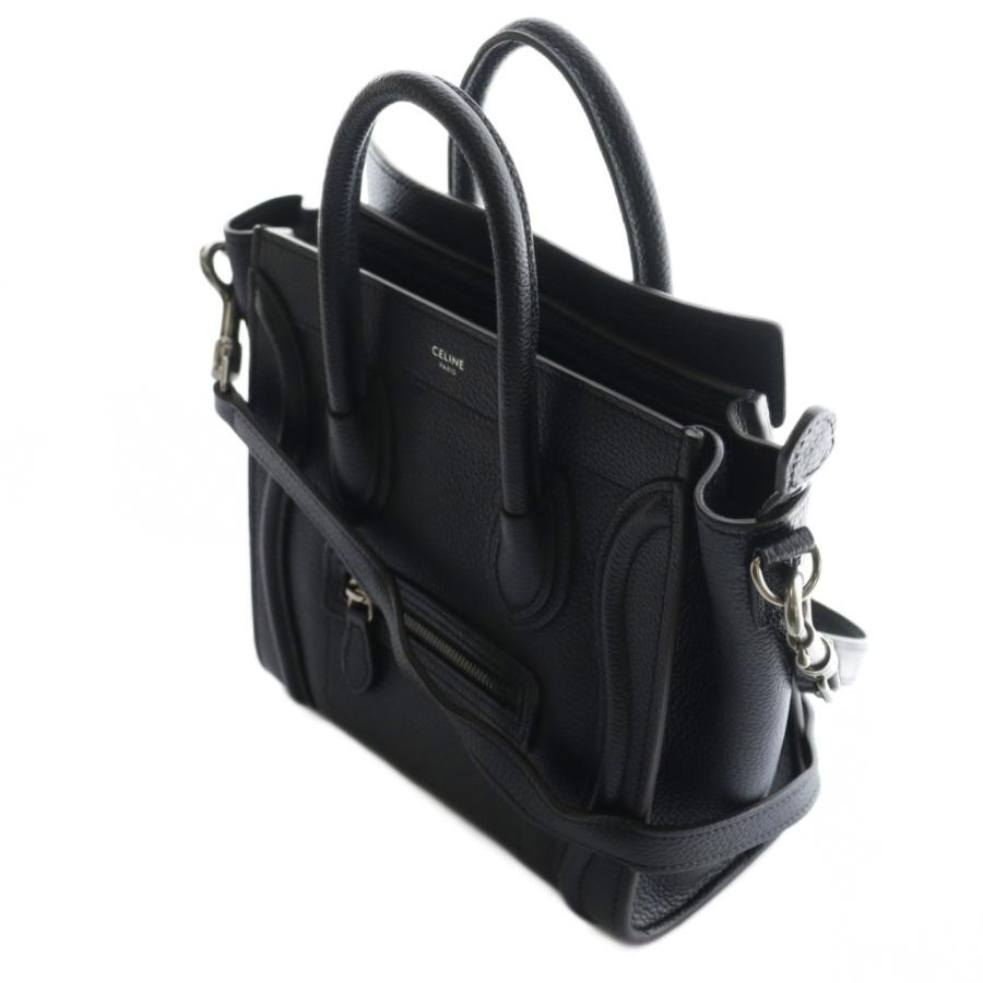【中古】セリーヌ CELINE ラゲージ ナノ ハンド ショルダー 2WAY レザー 黒 ブラック 189243 /AQ ■OS ■OH CELINE（セリーヌ） ラゲージ ナノ ハンド ショルダー 2WAY レザー 黒