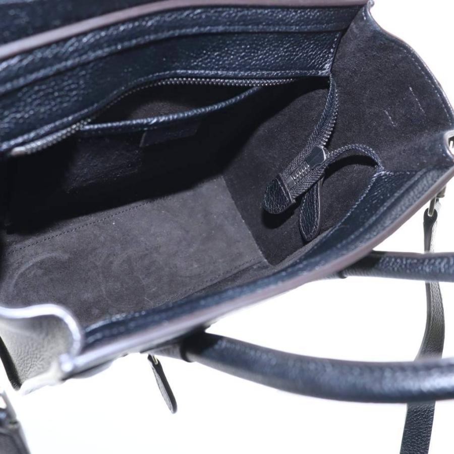【中古】セリーヌ CELINE ラゲージ ナノ ハンド ショルダー 2WAY レザー 黒 ブラック 189243 /AQ ■OS ■OH CELINE（セリーヌ） ラゲージ ナノ ハンド ショルダー 2WAY レザー 黒
