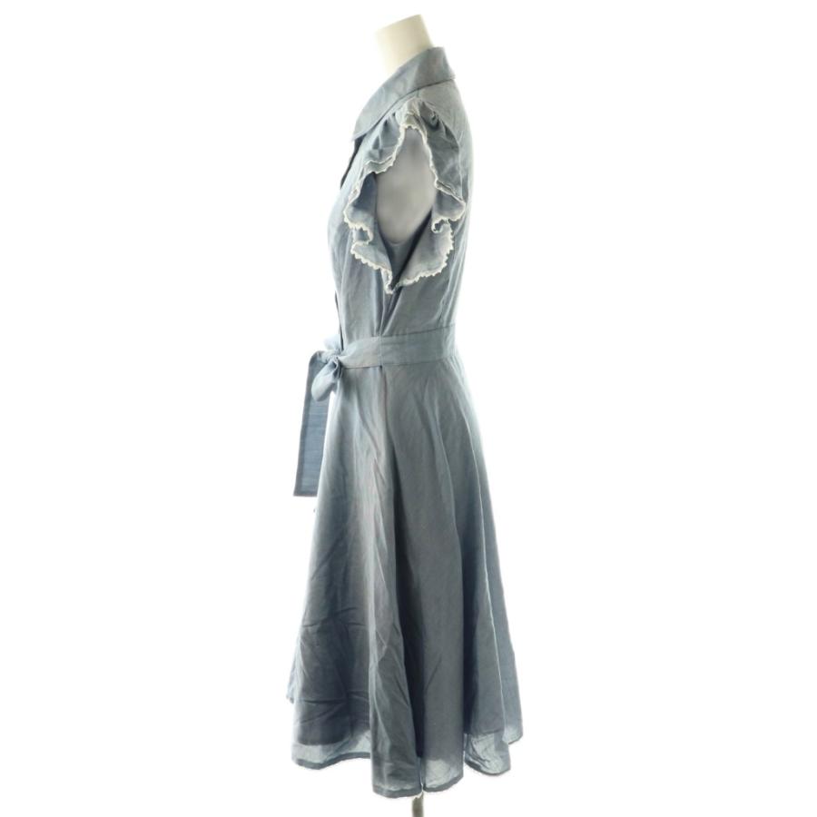 エムズグレイシー M'S GRACY フリル シャツワンピース 膝丈 38 ライト