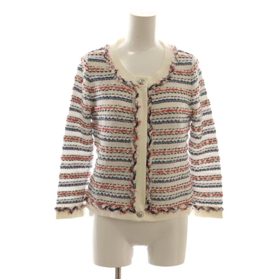 美品　Rene ニットジャケット　36 M Rene（ルネ） ニットジャケット カーディガン 36 白 ホワイト マルチ