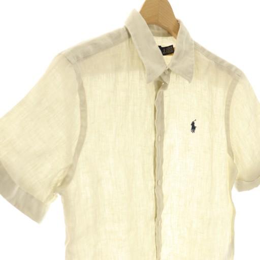 【美品 22SS】ポロラルフローレン リネン100％ 半袖シャツ M ベージュ ポロ ラルフローレン POLO RALPH LAUREN リネン半袖シャツ XS ライト