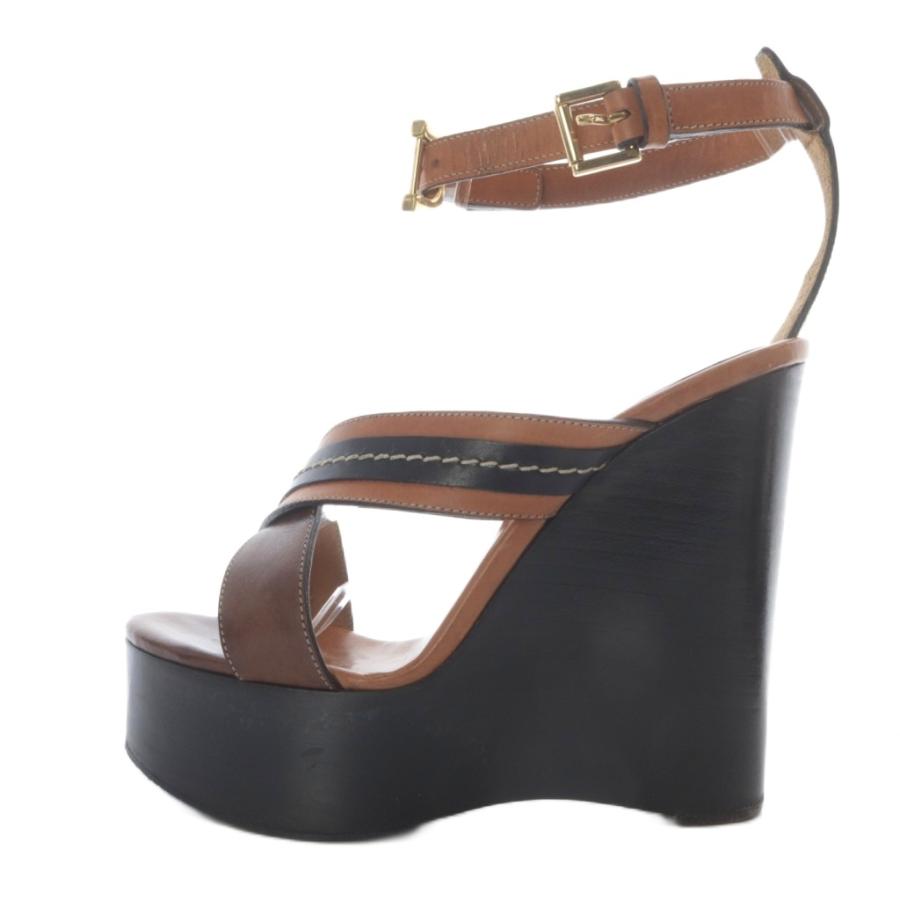 Chloe（クロエ） ウェッジソール サンダル ストラップ レザー 35 黒