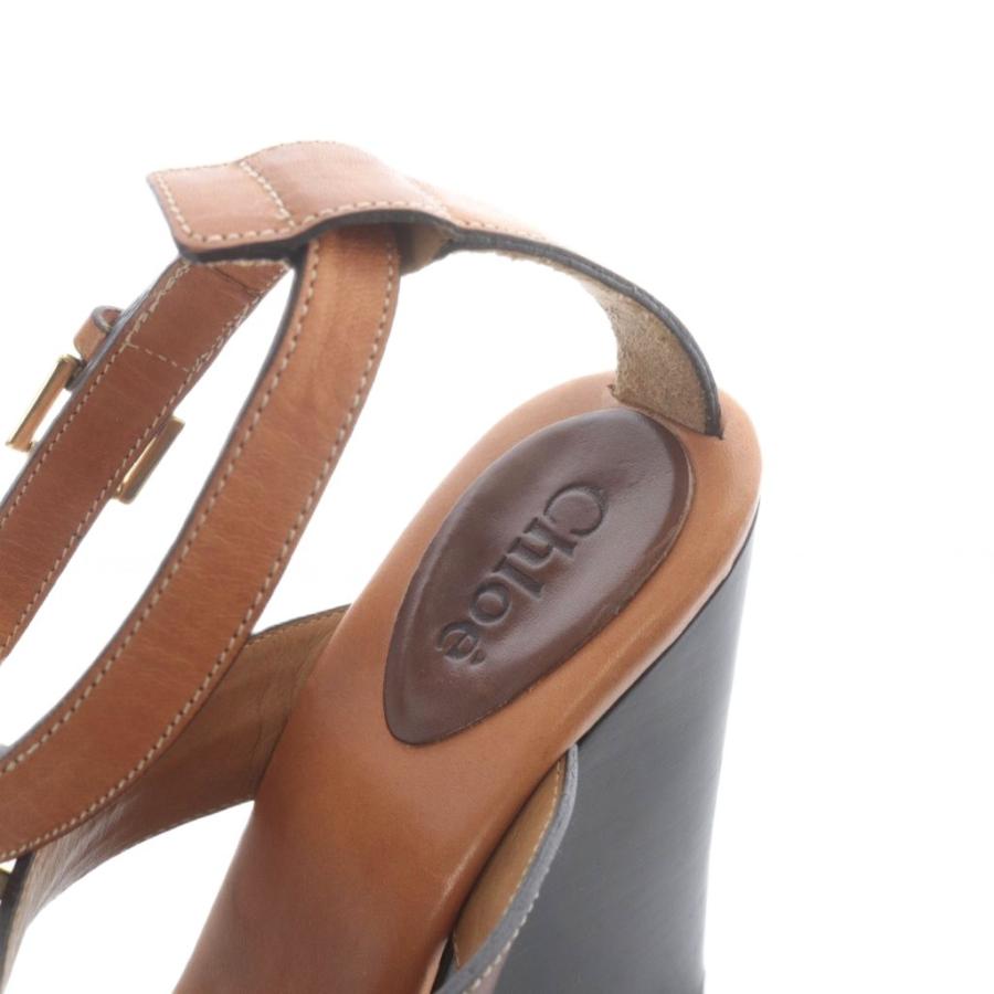 Chloe（クロエ） ウェッジソール サンダル ストラップ レザー 35 黒