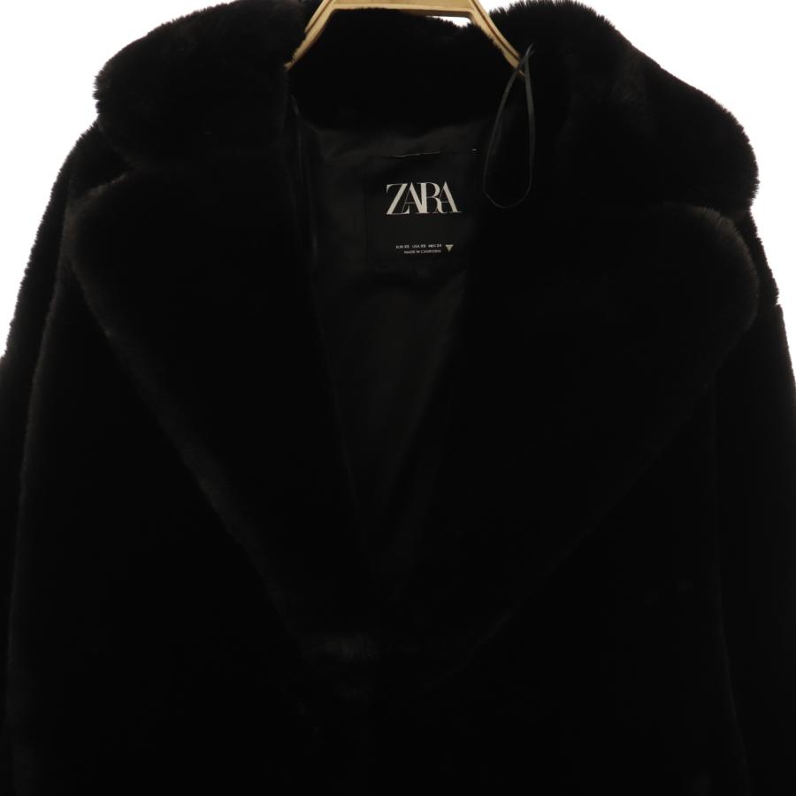 レディースファッション ザラ ZARA フェイクファーコート XS ブラック 