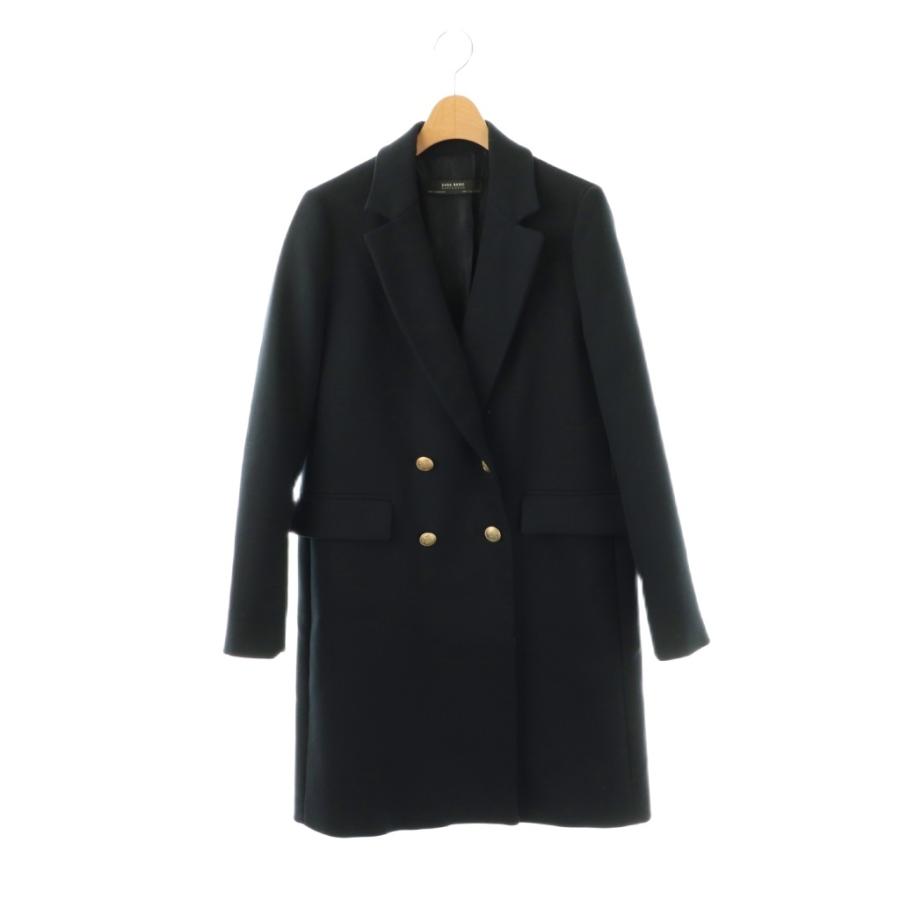 【美品】完売品‼️ZARA ダブルブレスト ブークレコート 金ボタン Sサイズ ザラ ベーシック ZARA BASIC 金釦ダブルブレストコート S ネイビー /DO