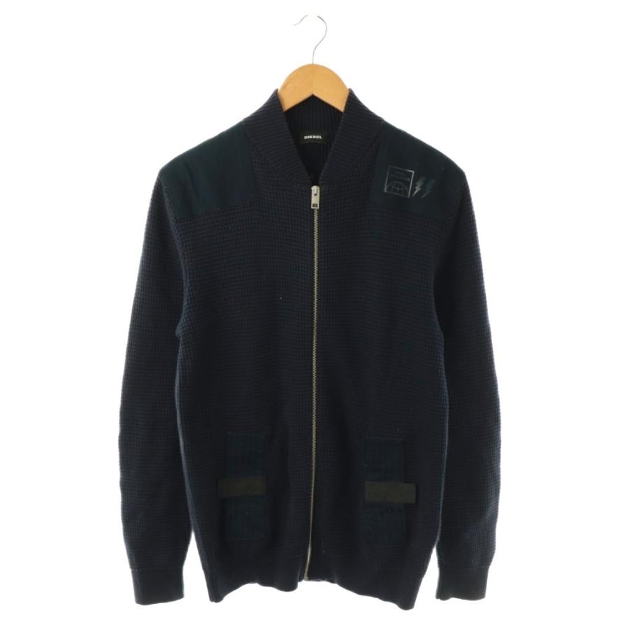 DIESEL（ディーゼル） ワッフルニットジャケット M ネイビー /DO □OS