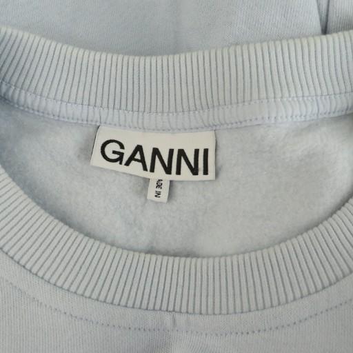 ガニー GANNI スウェット 長袖 刺繍 裏起毛 XS ライトブルー /MY □OS