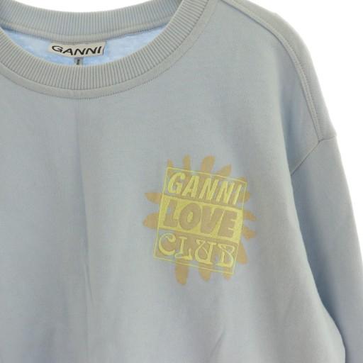 ガニー GANNI スウェット 長袖 刺繍 裏起毛 XS ライトブルー /MY □OS