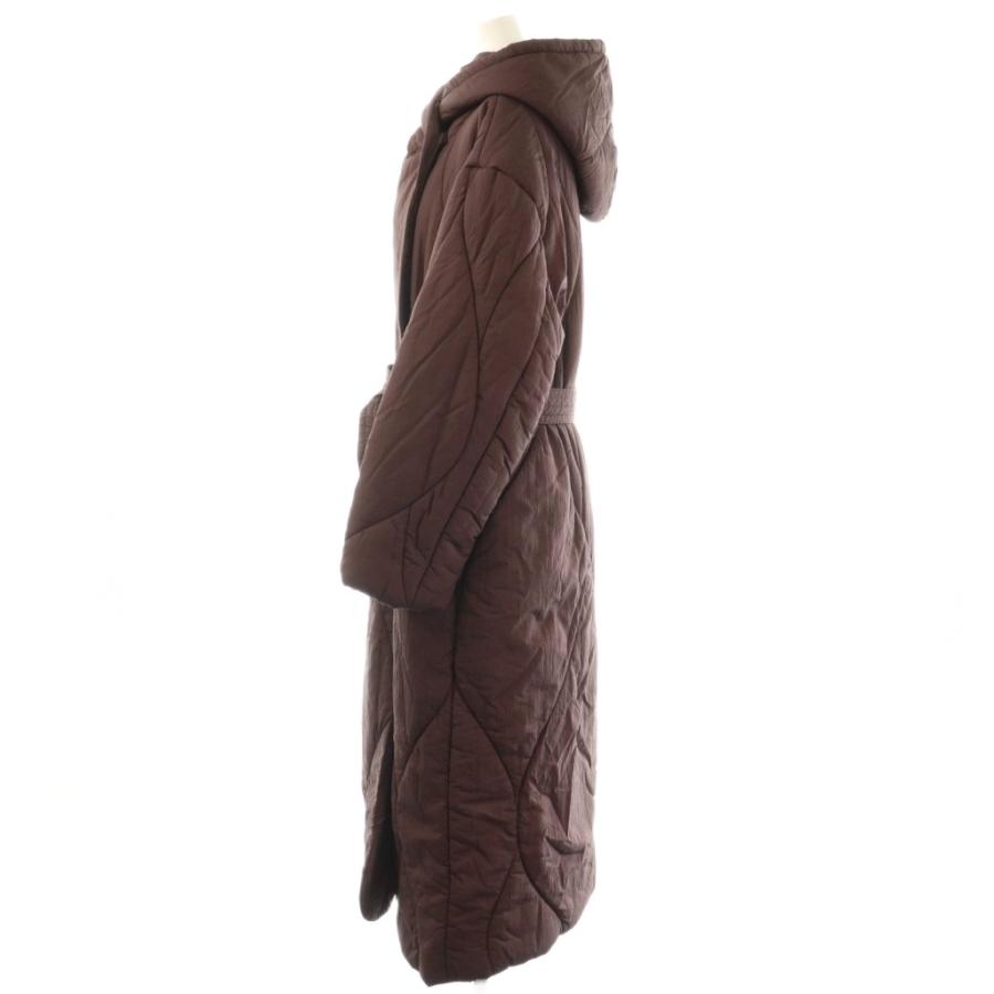 アメリ AMERI 23AW WAVE STITCH HEAT POLAK LONG COAT フードロングコート アウター 中綿 ナイロン S ワイン色 /NR ■OS レディース