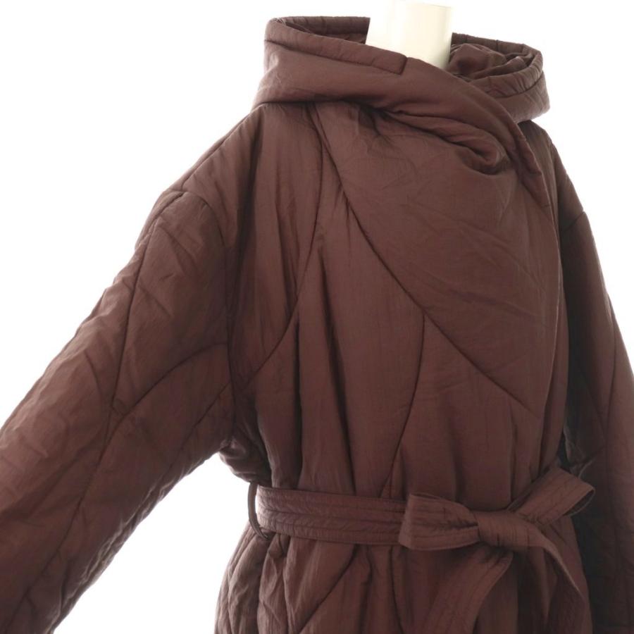 アメリ AMERI 23AW WAVE STITCH HEAT POLAK LONG COAT フードロングコート アウター 中綿 ナイロン S ワイン色 /NR ■OS レディース