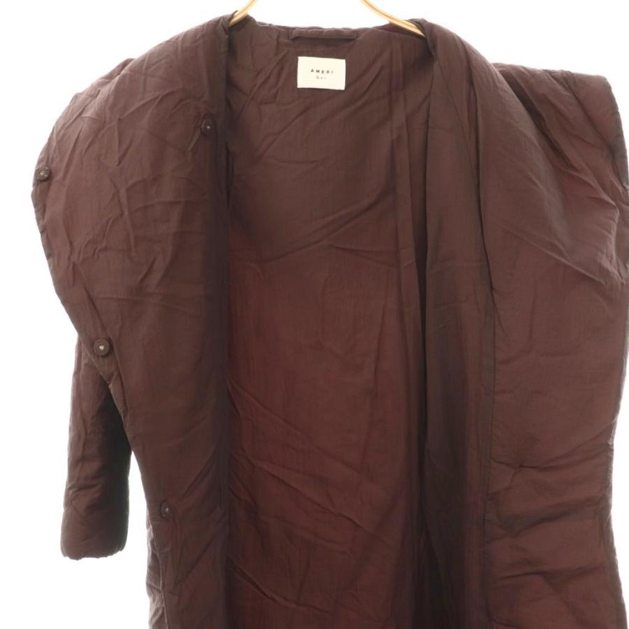 アメリ AMERI 23AW WAVE STITCH HEAT POLAK LONG COAT フードロングコート アウター 中綿 ナイロン S ワイン色 /NR ■OS レディース