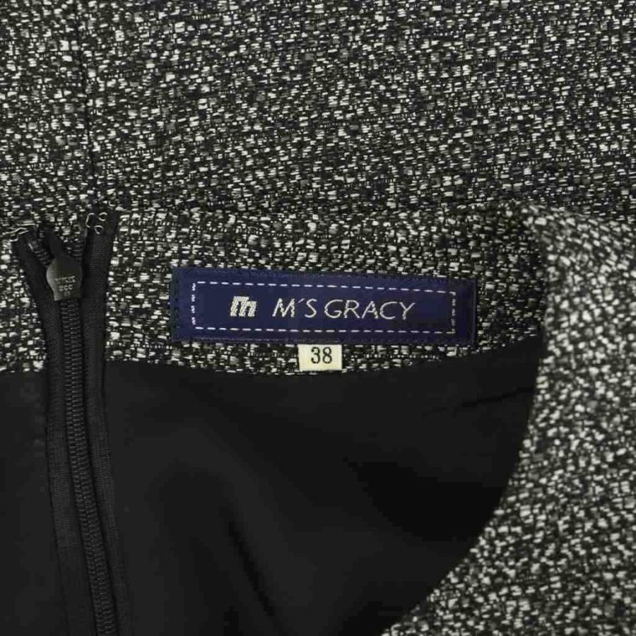 エムズグレイシー M'S GRACY 半袖ワンピース スパンコールリボン 38 黒