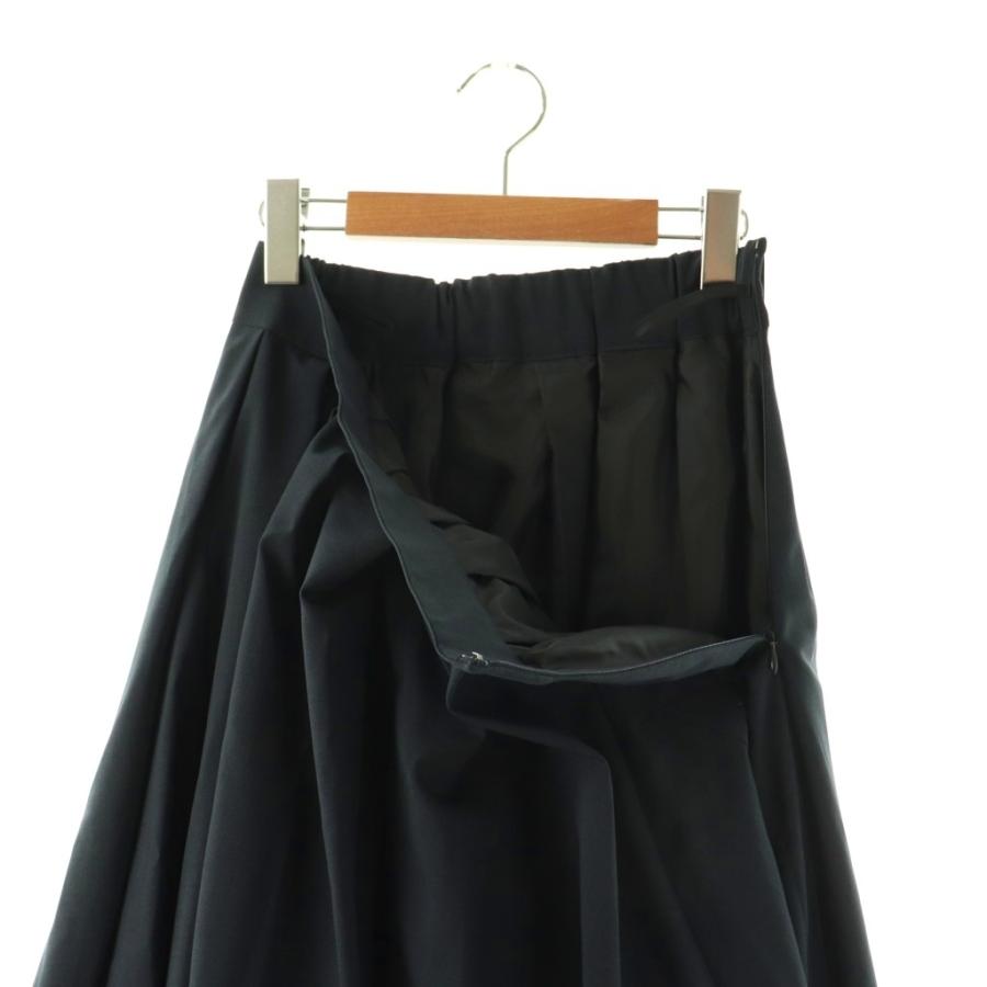 アドーア ADORE 24AW ドライクロススカート ロング フレア 36 紺 /NR  
