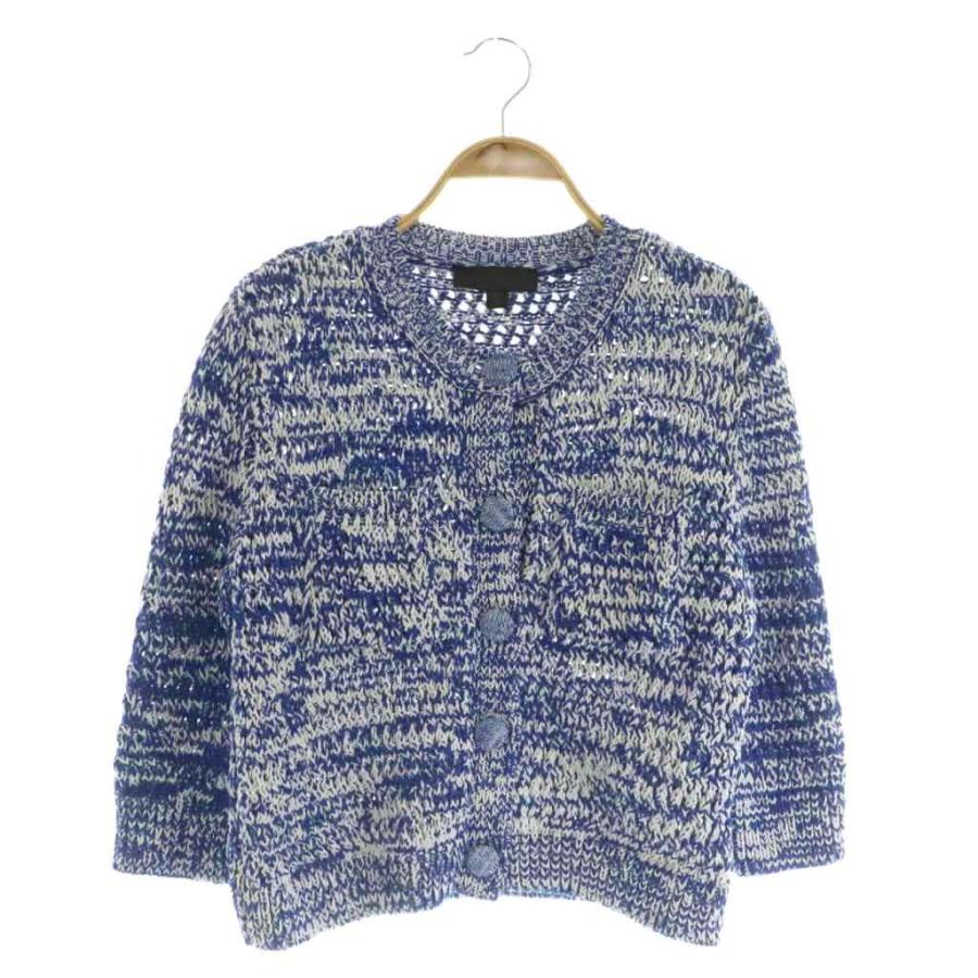 ZARA（ザラ） ニットジャケット 七分袖 ショート丈 USA S ブルー /MY 