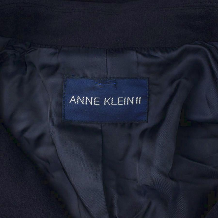 アンクライン ANNE KLEIN ロングコート アンゴラ混 ウール 紺 ネイビー 