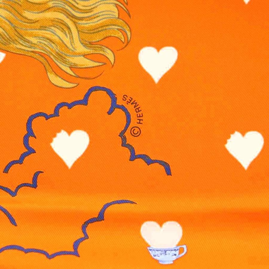 美品　エルメススカーフ　オレンジ エルメスロゴ柄 HERMES（エルメス） スカーフ カレ カレ70 シルク 100％ RYTHMES