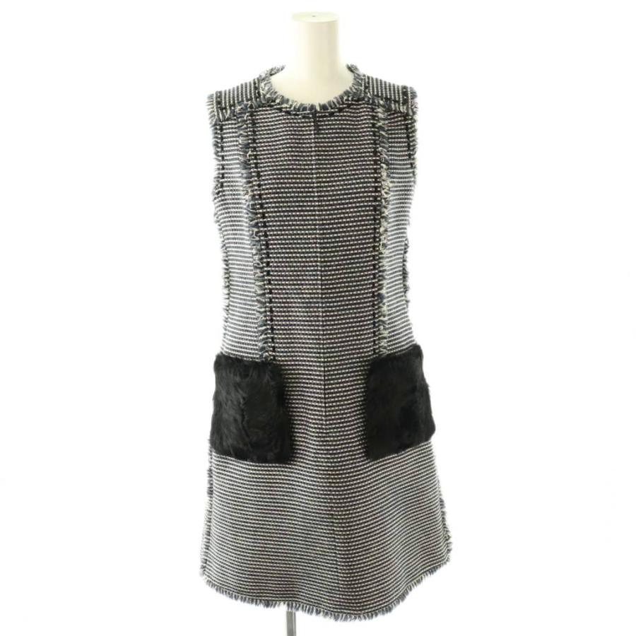 Rene（ルネ） Rene TISSUE ポケットファー ツイードワンピース 膝丈