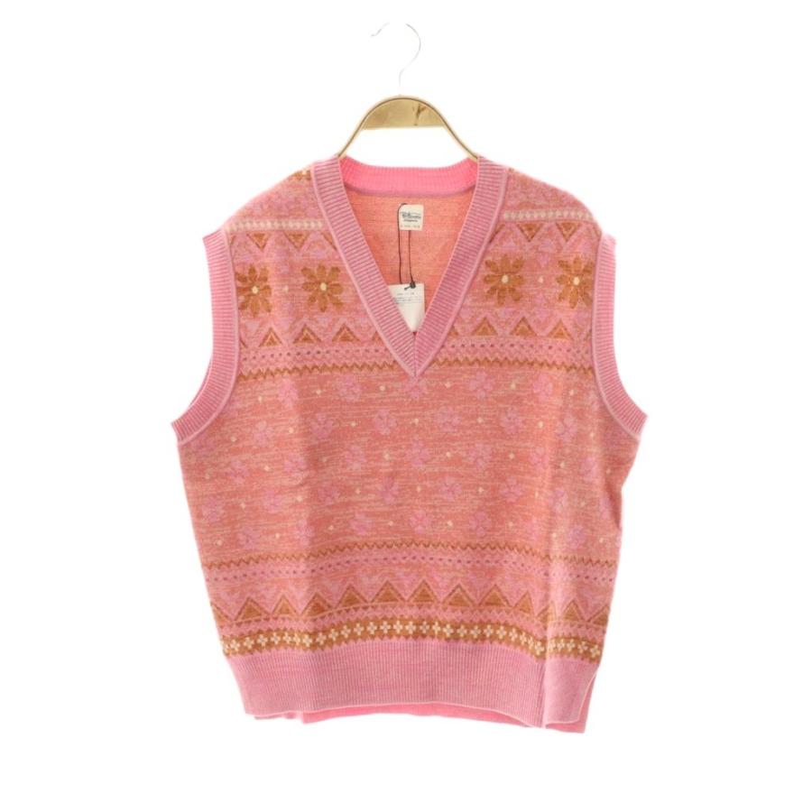 ロンハーマン Ron Herman 23SS ニットベスト 総柄 XS ピンク /HK □OS