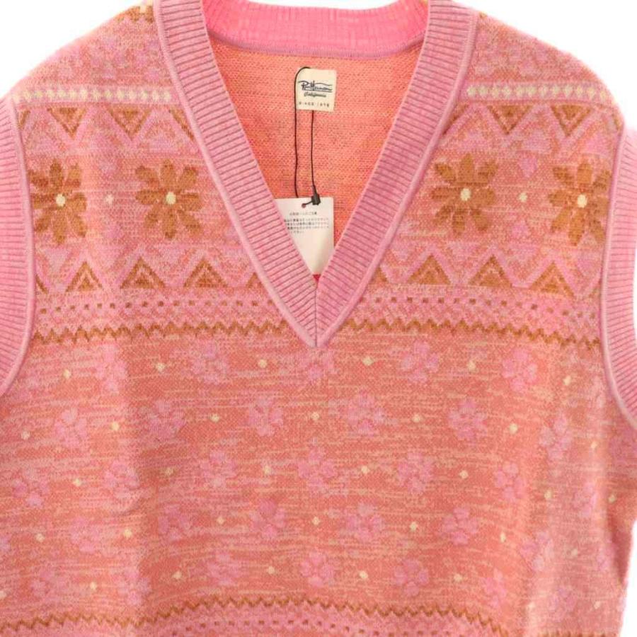 ロンハーマン Ron Herman 23SS ニットベスト 総柄 XS ピンク /HK □OS