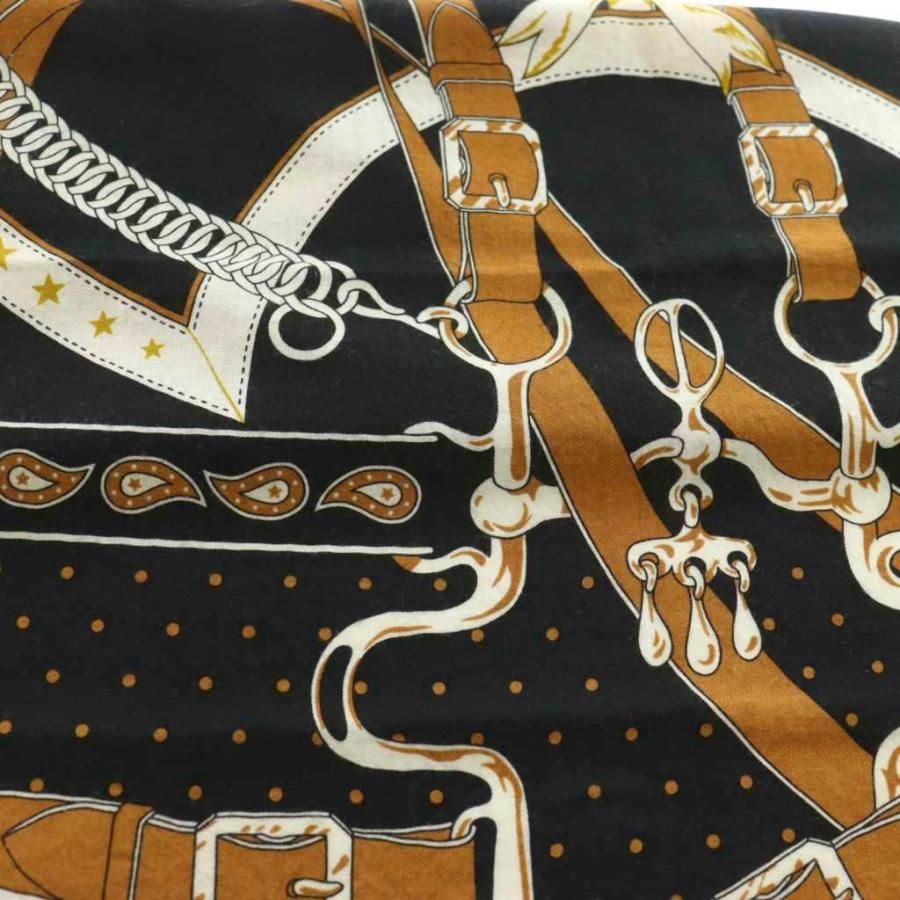 HERMES（エルメス） カレ140 朝の散歩 スカーフ カシミヤ シルク混 黒