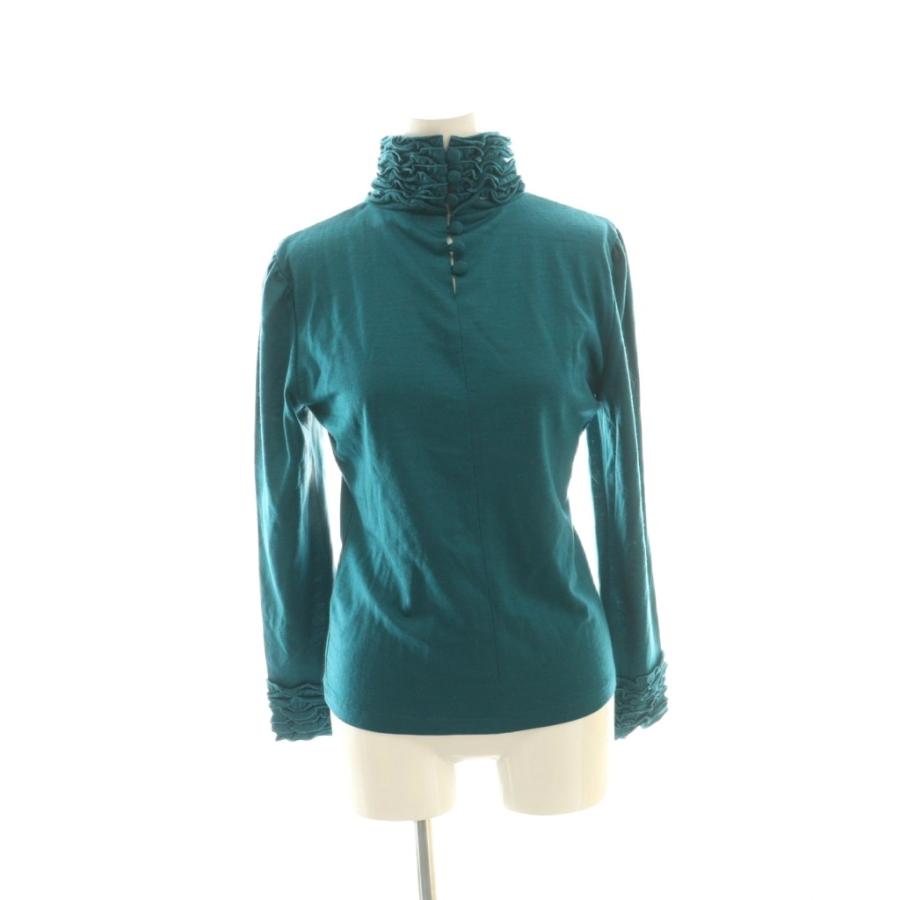 エムズグレイシー M'S GRACY カットソー ウール 38 緑 グリーン フリル