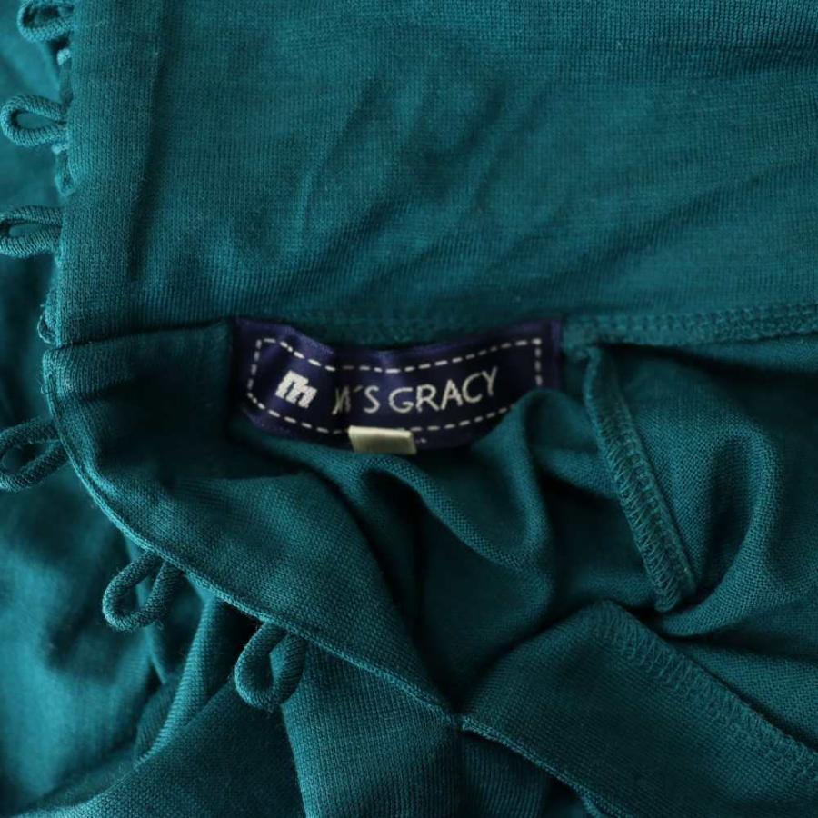 エムズグレイシー M'S GRACY カットソー ウール 38 緑 グリーン フリル