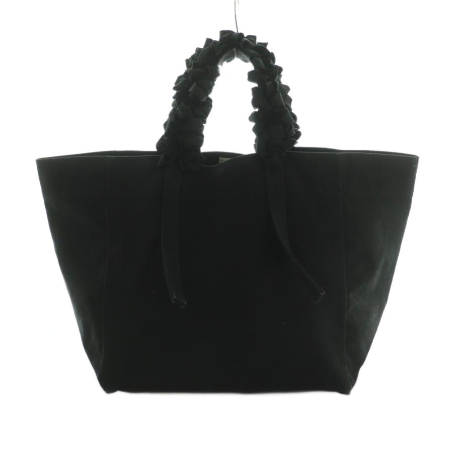 ラドロー LUDLOW グレープハンドルトートバッグ フリル 黒 /MI □OS