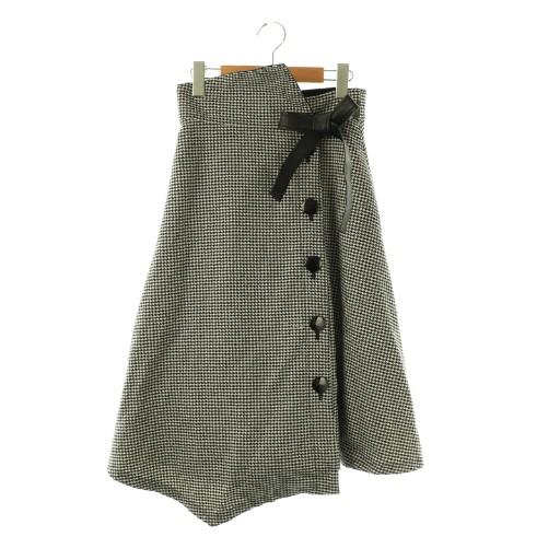 エムズグレイシー M'S GRACY 千鳥格子 ラップスカート ロング 36