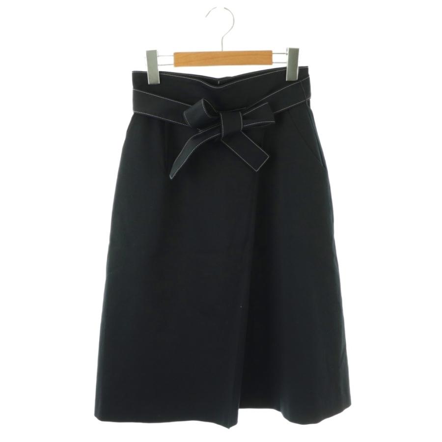 エムズグレイシー M'S GRACY ラップ調スカート 台形 リネン混 36