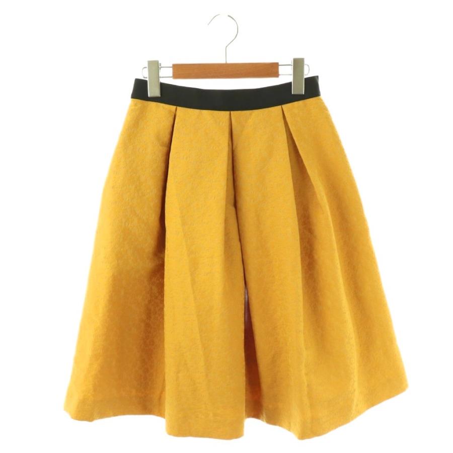 エムズグレイシー M'S GRACY 花柄 タックフレアスカート 36 マスタード