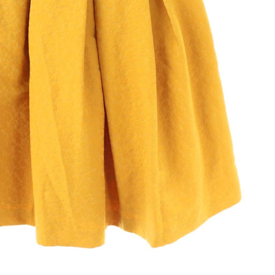 エムズグレイシー M'S GRACY 花柄 タックフレアスカート 36 マスタード