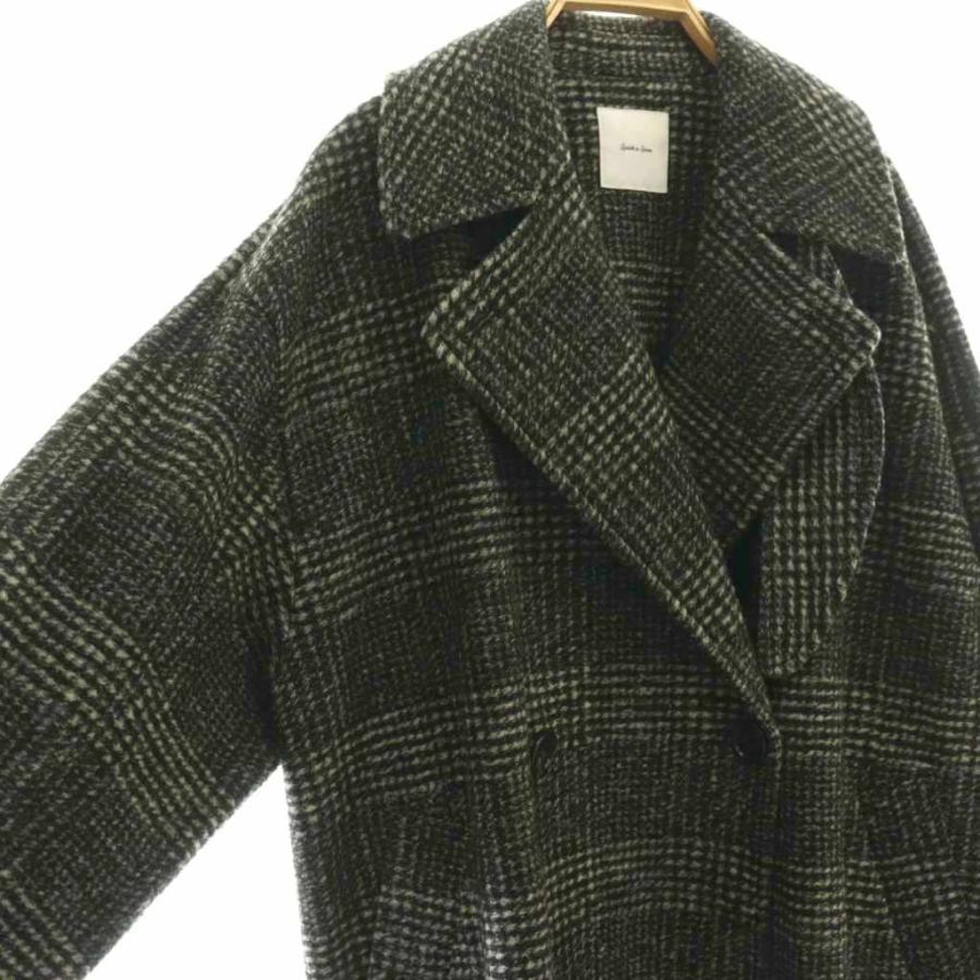 美品 24AW Spick & Span Wスライバーチェックハーフコート　黒 スピック&スパン Spick&Span 24AW Wスライバーチェックハーフコート