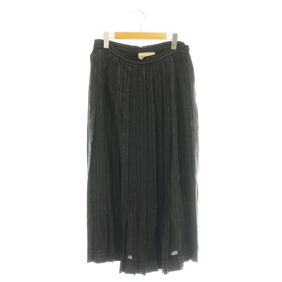 GUCCI（グッチ） ラメストライププリーツロングスカート 44 ブラック