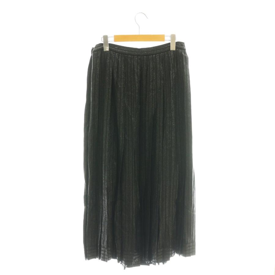 GUCCI（グッチ） ラメストライププリーツロングスカート 44 ブラック