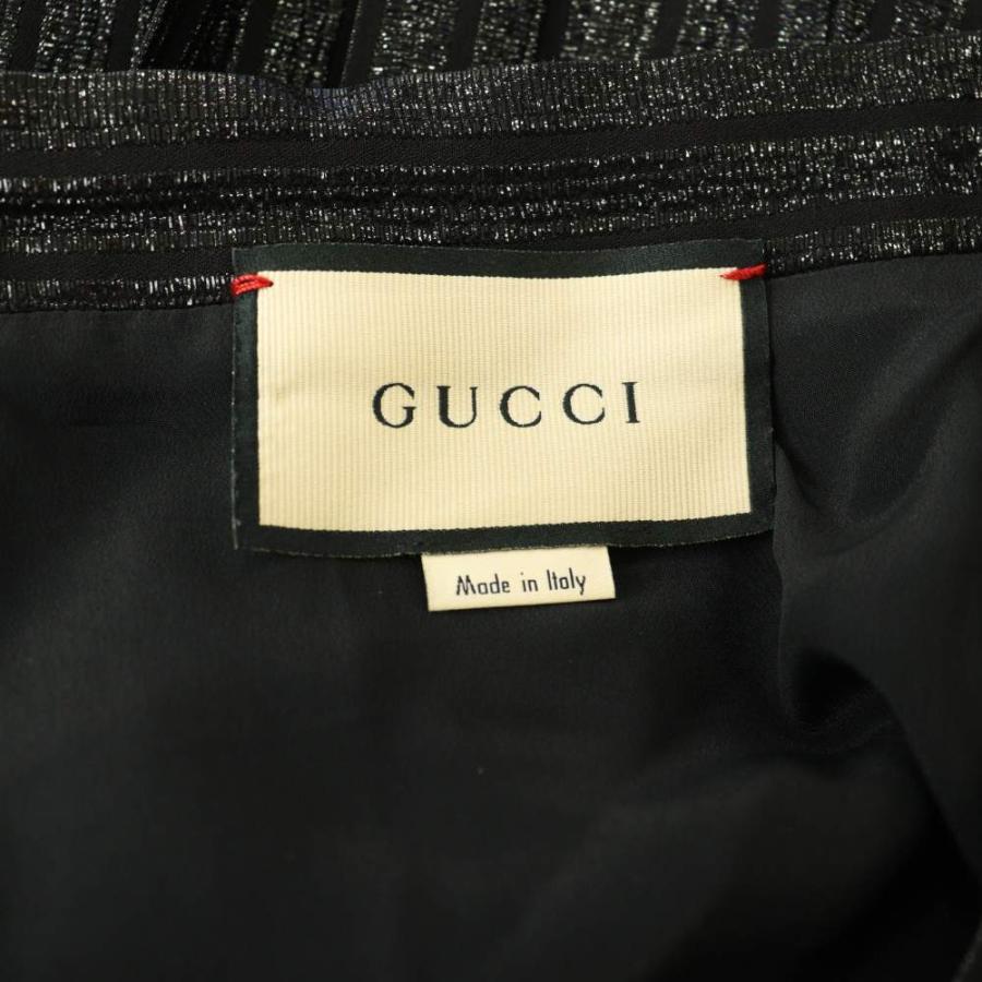 GUCCI（グッチ） ラメストライププリーツロングスカート 44 ブラック