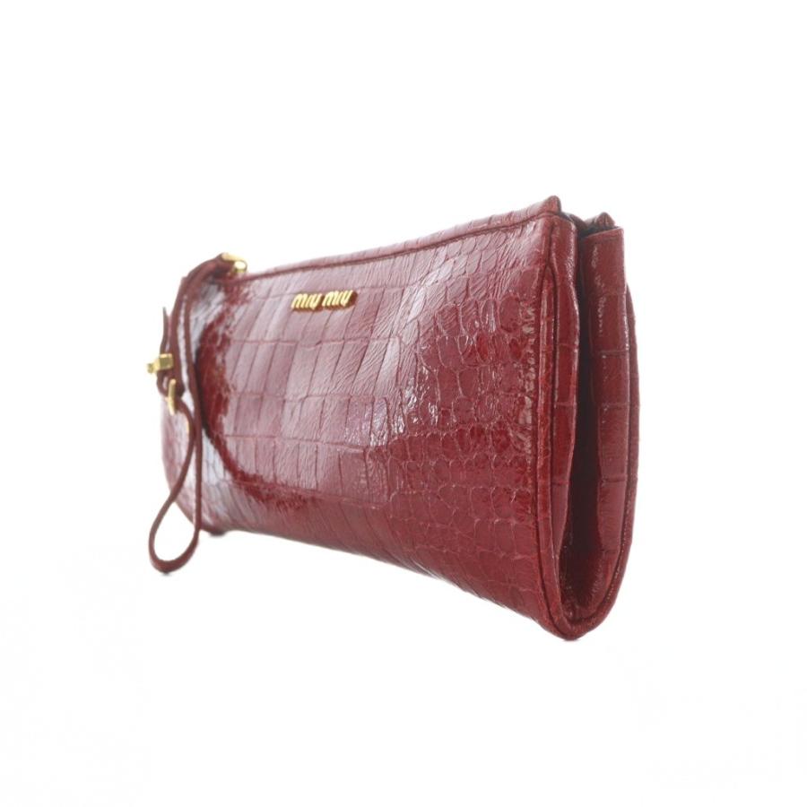 miu miuミュウミュウ ポーチ 正規品 美品/クロコダイル エナメル 小物