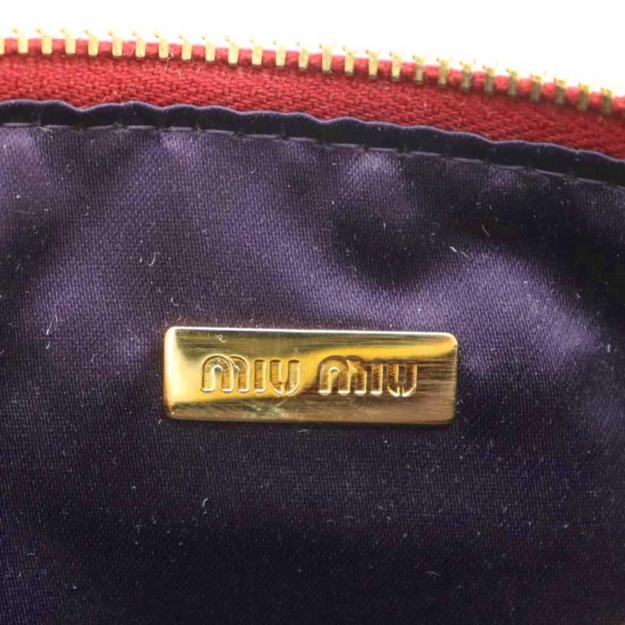 miu miu（ミュウミュウ） ポーチ クロコ型押し レザー 本革 赤 レッド