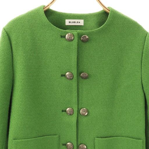 ブルレア BLUELEA 23SS Double Button Tweed Jacket ノーカラー