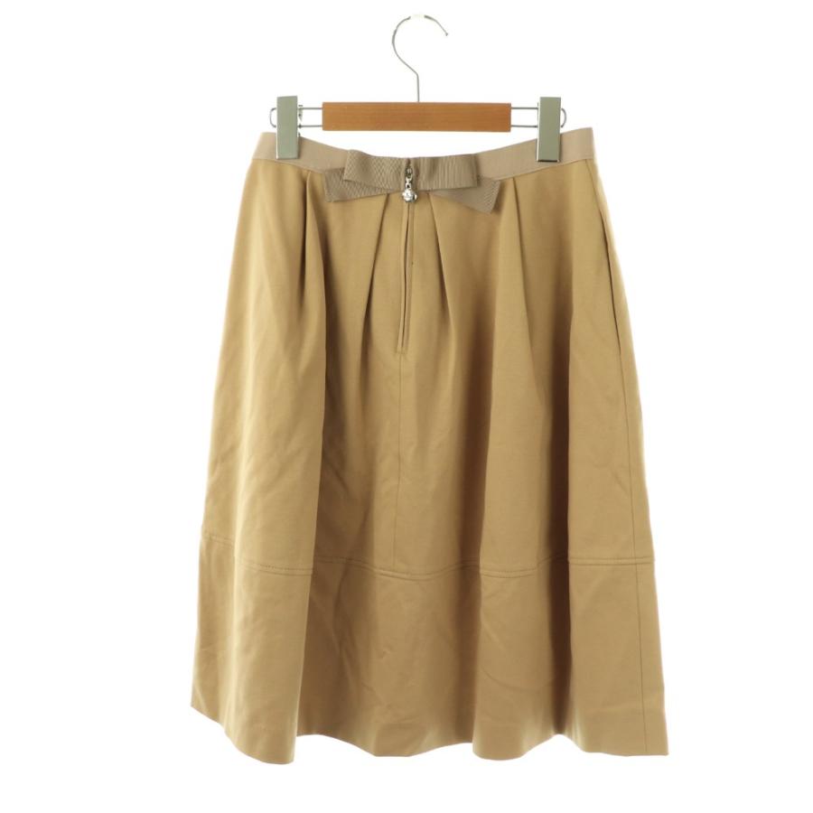エムズグレイシー M'S GRACY リボン タック フレアスカート 膝丈 38