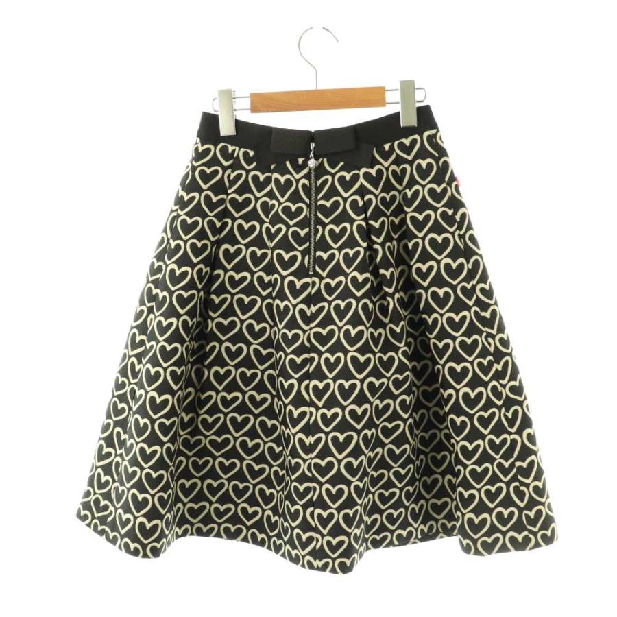 エムズグレイシー M'S GRACY ハート柄 タック フレアスカート 膝丈 38