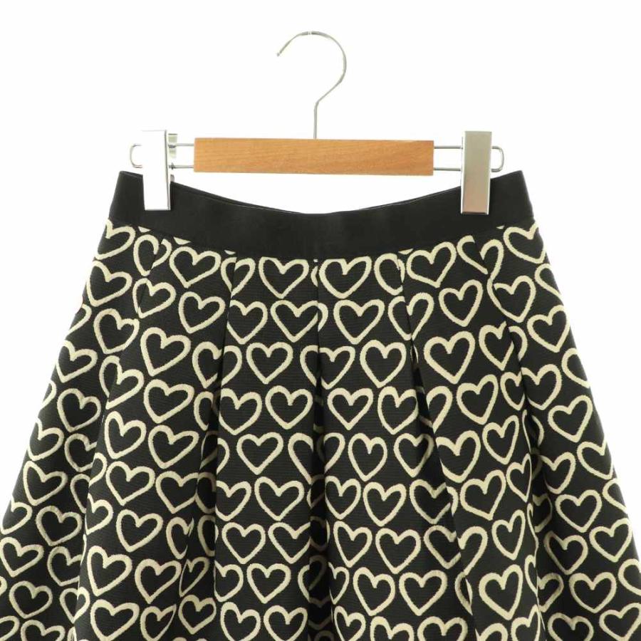 エムズグレイシー M'S GRACY ハート柄 タック フレアスカート 膝丈 38