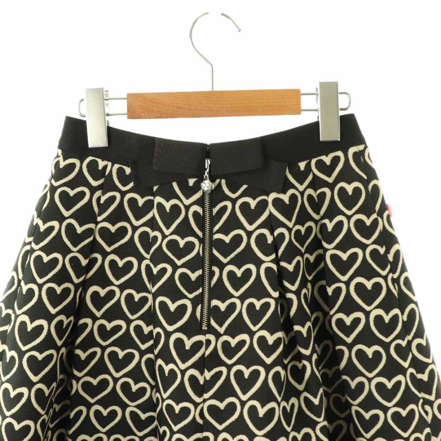 エムズグレイシー M'S GRACY ハート柄 タック フレアスカート 膝丈 38