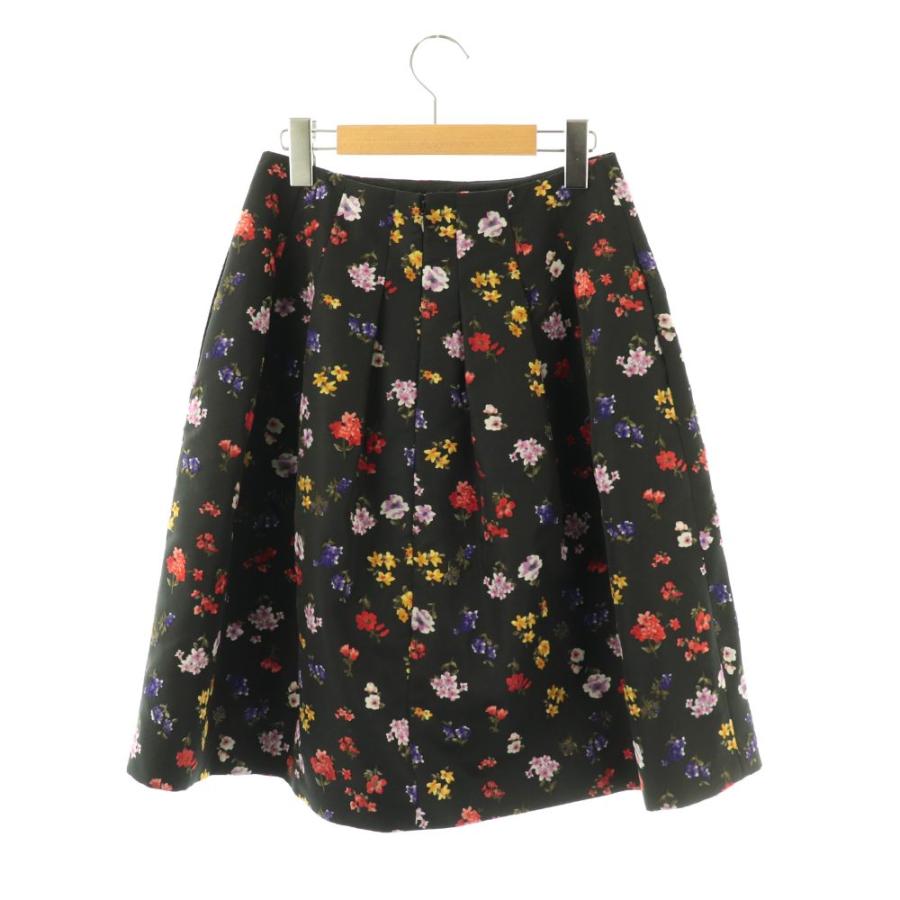 エムズグレイシー M'S GRACY 花柄 タックスカート フレア 膝丈 38