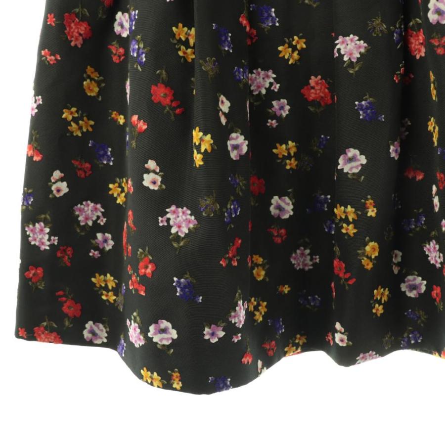 エムズグレイシー M'S GRACY 花柄 タックスカート フレア 膝丈 38